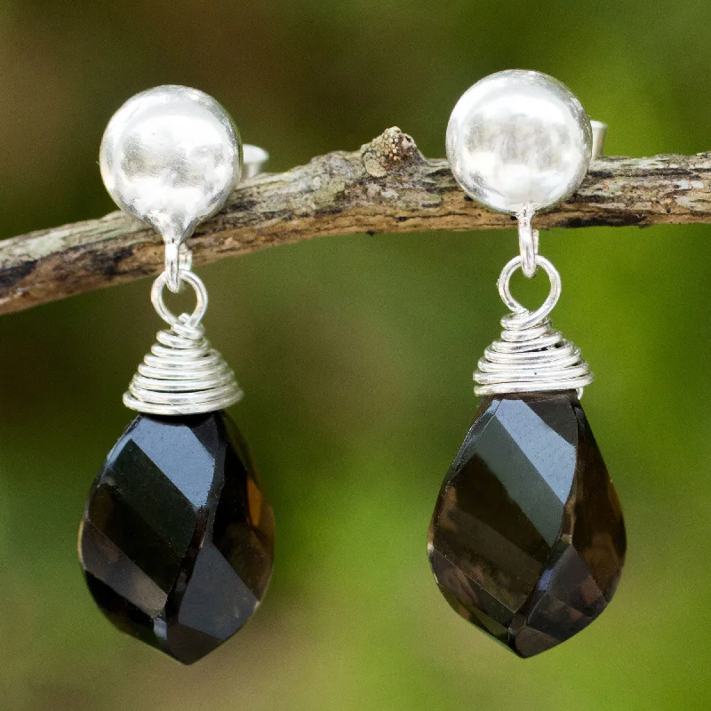 Unlock Unbeatable Jewelry Deals Before They’Re Gone From Chiang Mai with Love Spiral Twist Faceted Smoky Quartz Dangle Earrings