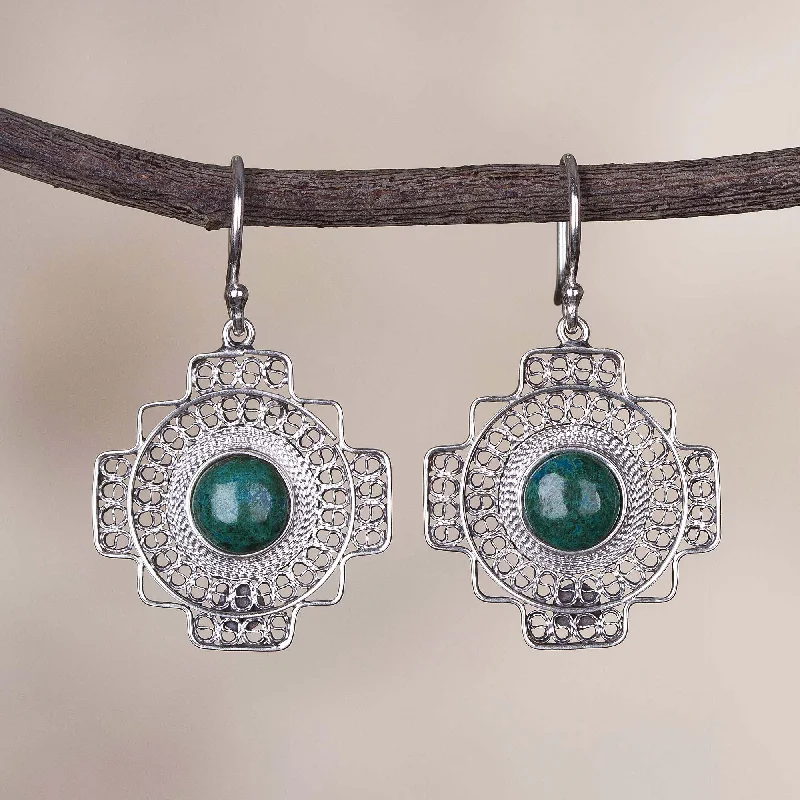 Best Jewelry Sale Prices – Limited-Time Offer Green Valley Chakana Chrysocolla Chakana Cross Filigree Dangle Earrings from Peru Best Jewelry Sale Prices – Limited-Time Offer Green Valley Chakana Chrysocolla Chakana Cross Filigree Dangle Earrings from Peru