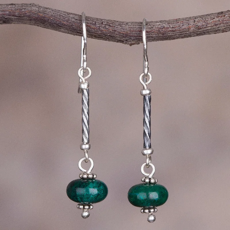 Grab Your Dream Jewelry At The Lowest Prices Meadow Goddess Chrysocolla and Sterling Silver Dangle Earrings from Peru