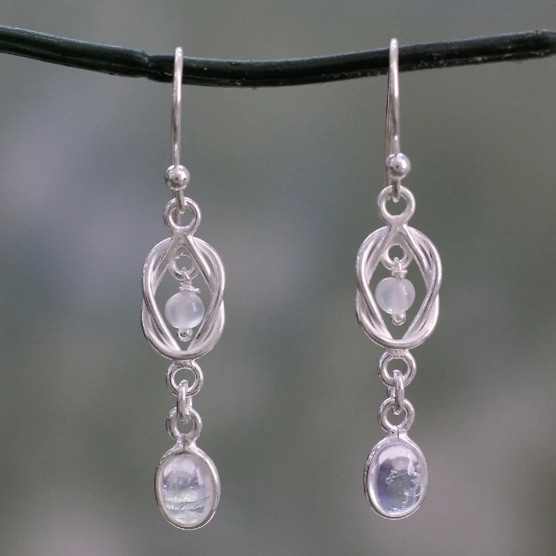 Don't Miss Out On Bestselling Jewelry At Special Prices Moonlight Knot Artisan Crafted Rainbow Moonstone and Silver Earrings