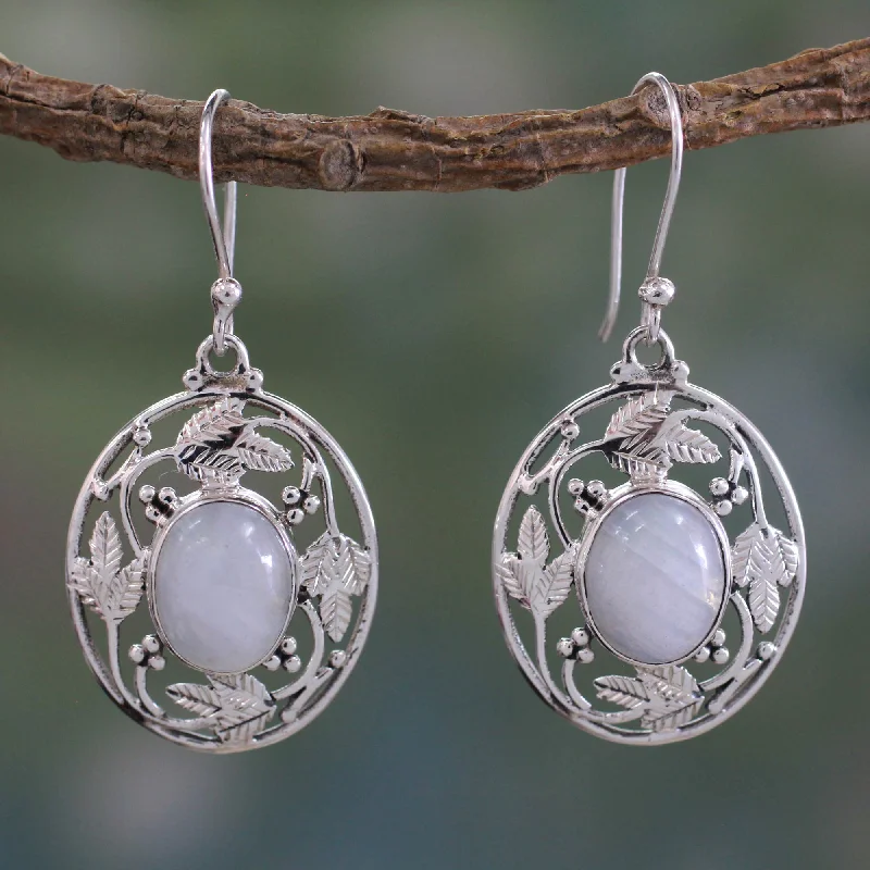 Final Call For Exquisite Jewelry At Reduced Rates Moonlit Avatar Handcrafted Rainbow Moonstone and Sterling Silver Earrings