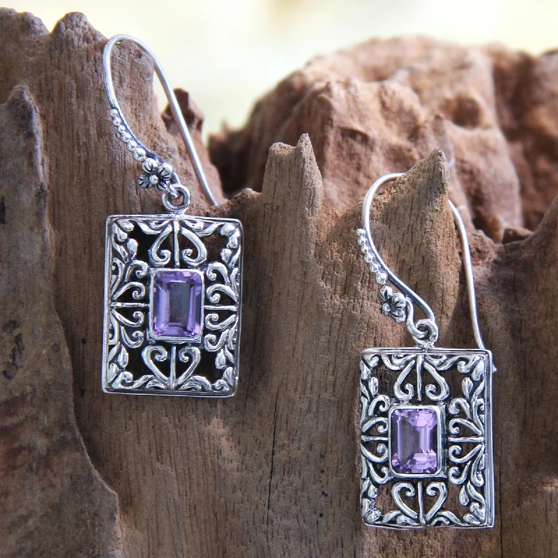 Seasonal Jewelry Sale – Upgrade Your Collection Mythic Garden Sterling Silver and Amethyst Dangle Earrings