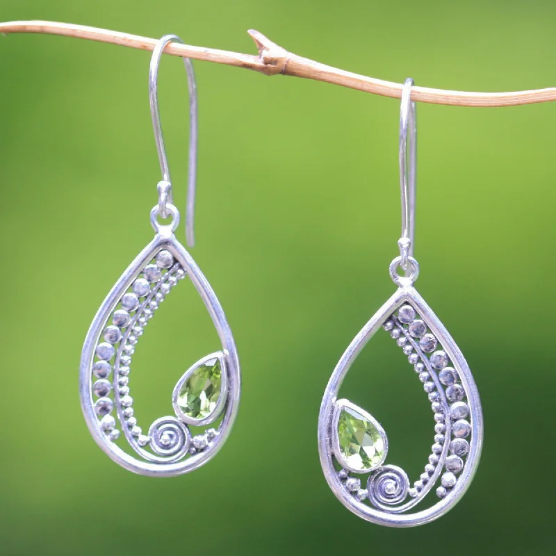 Get The Best Deals On Timeless Jewelry Pieces Paisley Swirl Sterling Silver Peridot Dangle Earrings