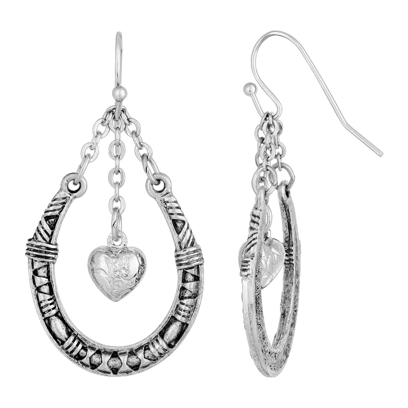 The Perfect Accessory For Less – Jewelry Sale Live 1928 Jewelry® Pewter Horseshoe With Hanging Heart Earring The Perfect Accessory For Less – Jewelry Sale Live 1928 Jewelry® Pewter Horseshoe With Hanging Heart Earring