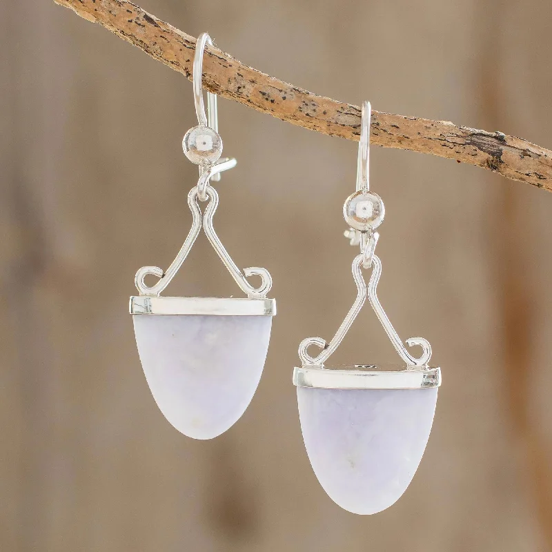Dazzle In Elegance With Our Biggest Jewelry Sale Power of Life Artisan Crafted Lilac Jade and Sterling Silver Earrings