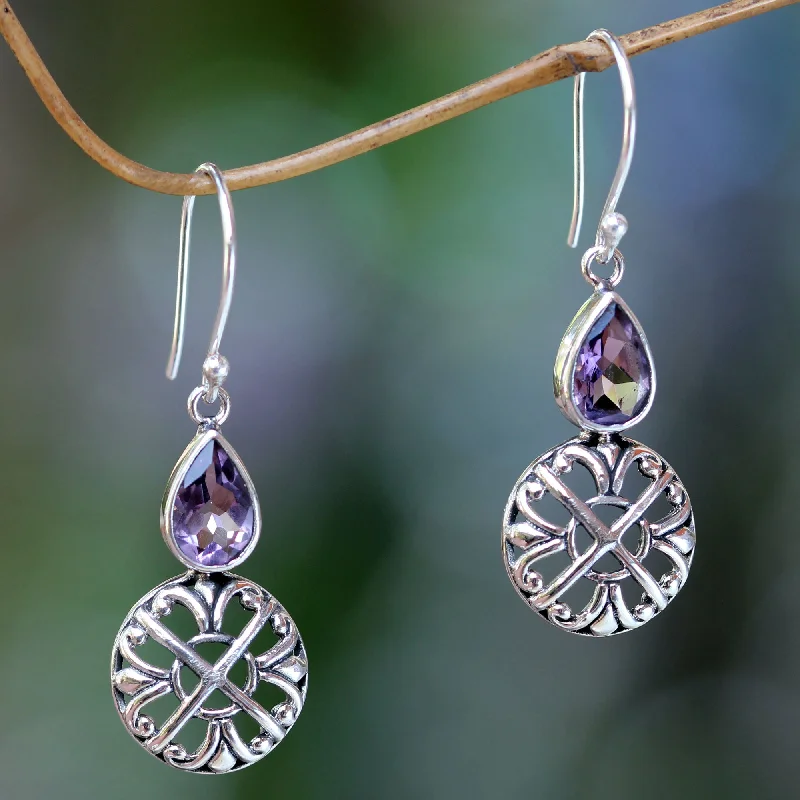 Affordable Glamour – Premium Jewelry At Special Prices Purple Bali Cakra Sterling Silver and Amethyst Dangle Earrings from Bali