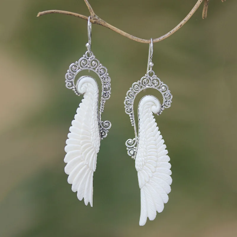 High-Quality Jewelry At A Fraction Of The Cost Ready to Fly Sterling Silver and Bone Wing Dangle Earrings from Bali High-Quality Jewelry At A Fraction Of The Cost Ready to Fly Sterling Silver and Bone Wing Dangle Earrings from Bali