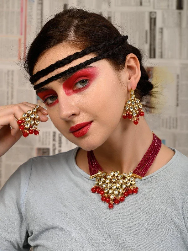 Flash Sale On Exquisite Jewelry – Don't Miss Out Odette Women Red Metal Necklace Set