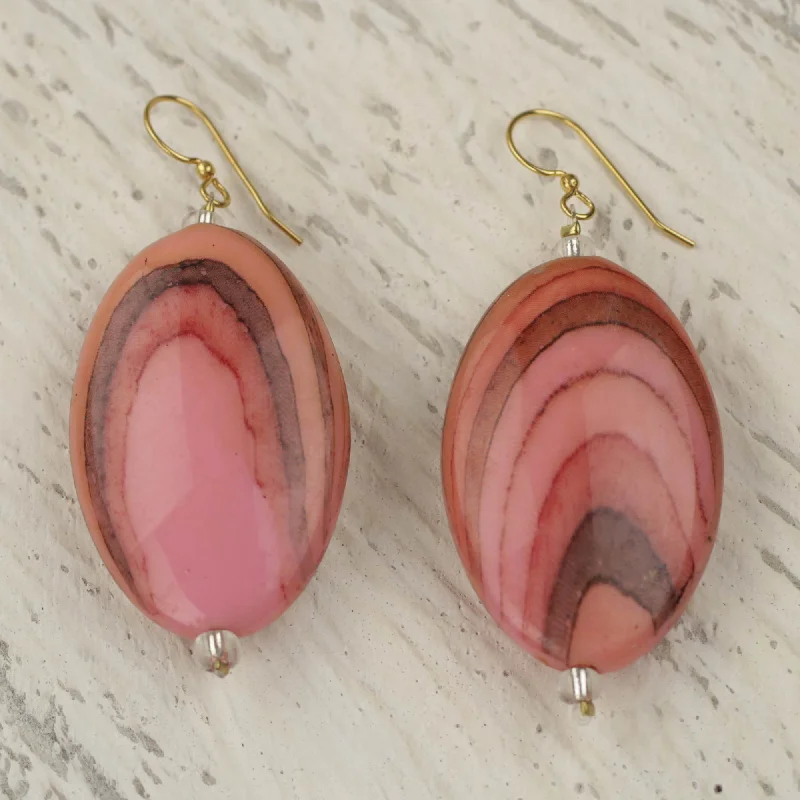 Premium Jewelry At Special Low Prices For A Limited Time Rustic Love in Pink Hand Crafted Upcycled Plastic Dangle Earrings in Pink