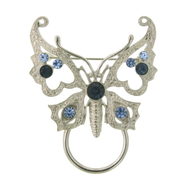Elegant Necklaces And Bracelets At Limited-Time Offers 1928 Jewelry® Silver Blue Crystal Butterfly Pin Badge/Eyeglass Holder