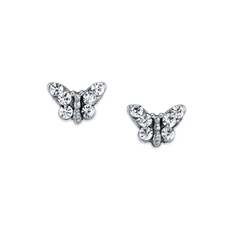 Get The Sparkle You Love At Prices You Adore 1928 Jewelry® Silver Tone Crystal Butterfly Stud Earring