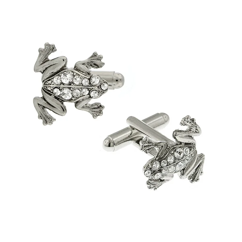Affordable Luxury Jewelry – Style At A Great Price 1928 Jewelry® Silver-Tone Crystal Frog Cufflinks
