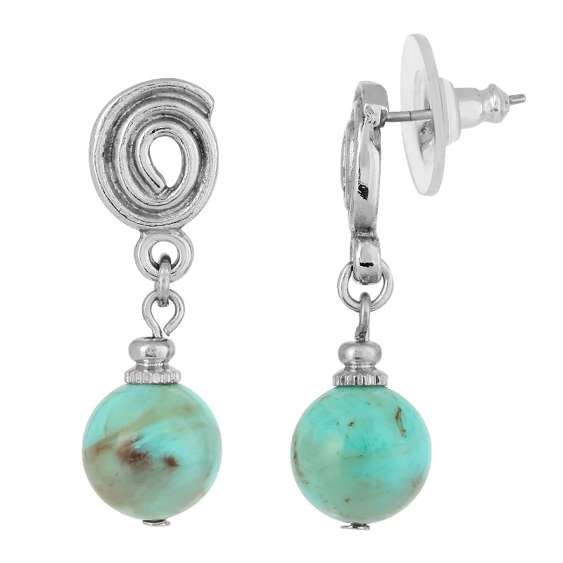 Buy More, Save More On Stunning Jewelry Pieces 1928 Jewelry® Silver-Tone Imitation Turquoise Bead Drop Earrings