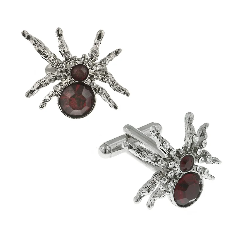 Timeless Elegance Now At Special Discounts 1928 Jewelry® Silver-Tone Red Crystal Spider Cufflinks