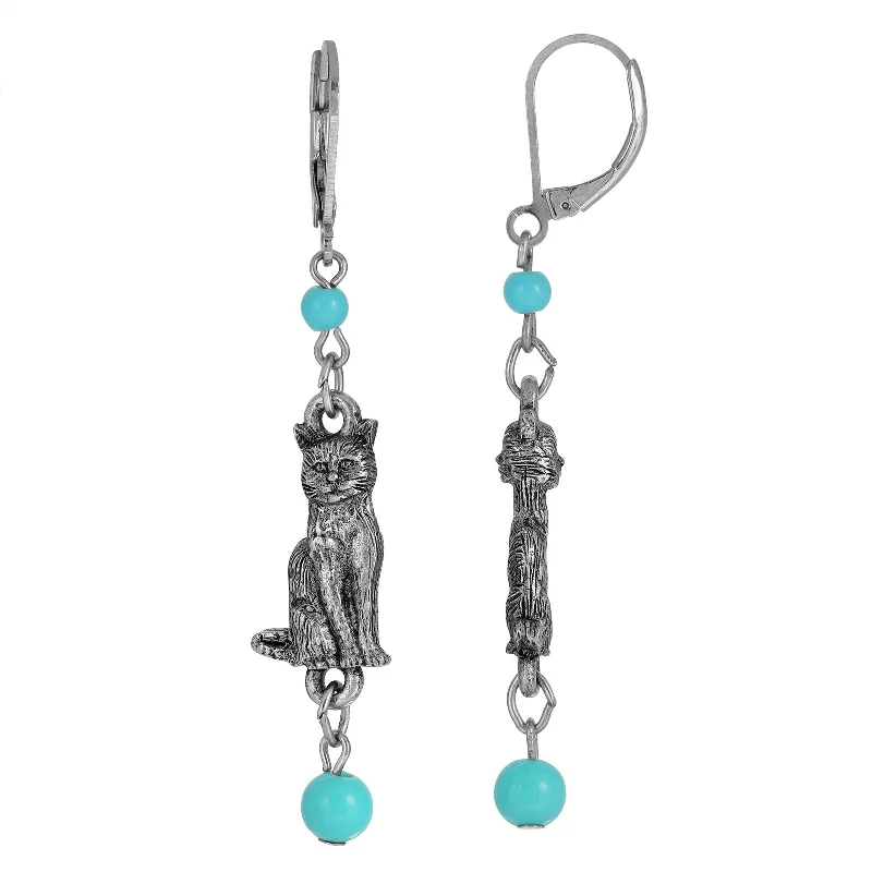Don't Miss These Dazzling Jewelry Discounts 1928 Jewelry® Silver Tone Turquoise Bead Cat Drop Earrings Don't Miss These Dazzling Jewelry Discounts 1928 Jewelry® Silver Tone Turquoise Bead Cat Drop Earrings