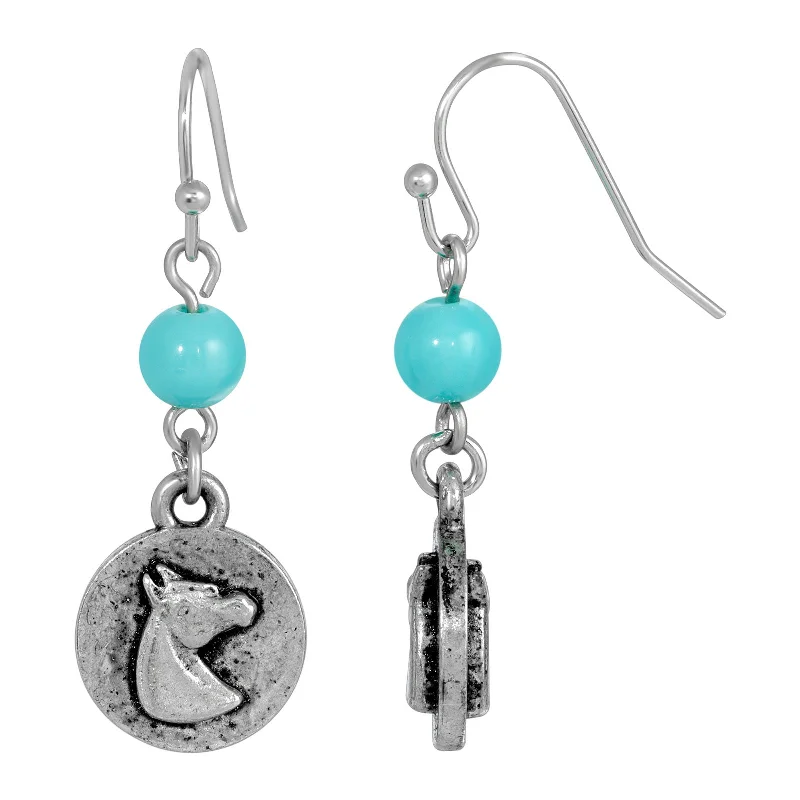 The Perfect Jewelry Piece At The Perfect Discount 1928 Jewelry® Silver Tone Turquoise Bead Horse Wire Earrings The Perfect Jewelry Piece At The Perfect Discount 1928 Jewelry® Silver Tone Turquoise Bead Horse Wire Earrings