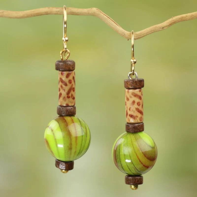 Jewelry Clearance Event – Stock Up Before It's Over Simplicity Globes Hand Crafted Sese Wood and Upcycled Plastic Dangle Earrings