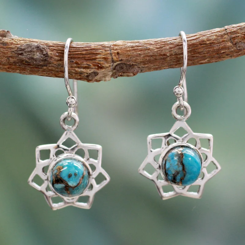 Limited-Time Offer On Premium Jewelry Collections Star of Gujurat Turquoise Color Earrings Hand Crafted in Sterling Silver