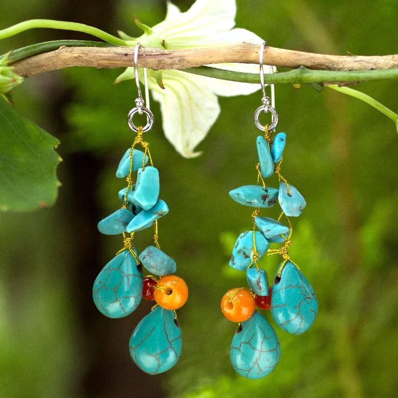 Seasonal Jewelry Deals – Elevate Your Style Tropical Sea Unique Turquoise Colored Handcrafted Earrings with Carnelian