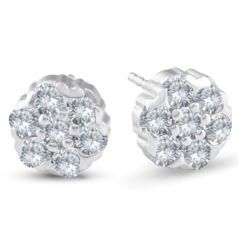 Get Your Favorite Jewelry At The Best Price 1 1/2 Ct Diamond 14-Stone Studs 14k White Gold Get Your Favorite Jewelry At The Best Price 1 1/2 Ct Diamond 14-Stone Studs 14k White Gold