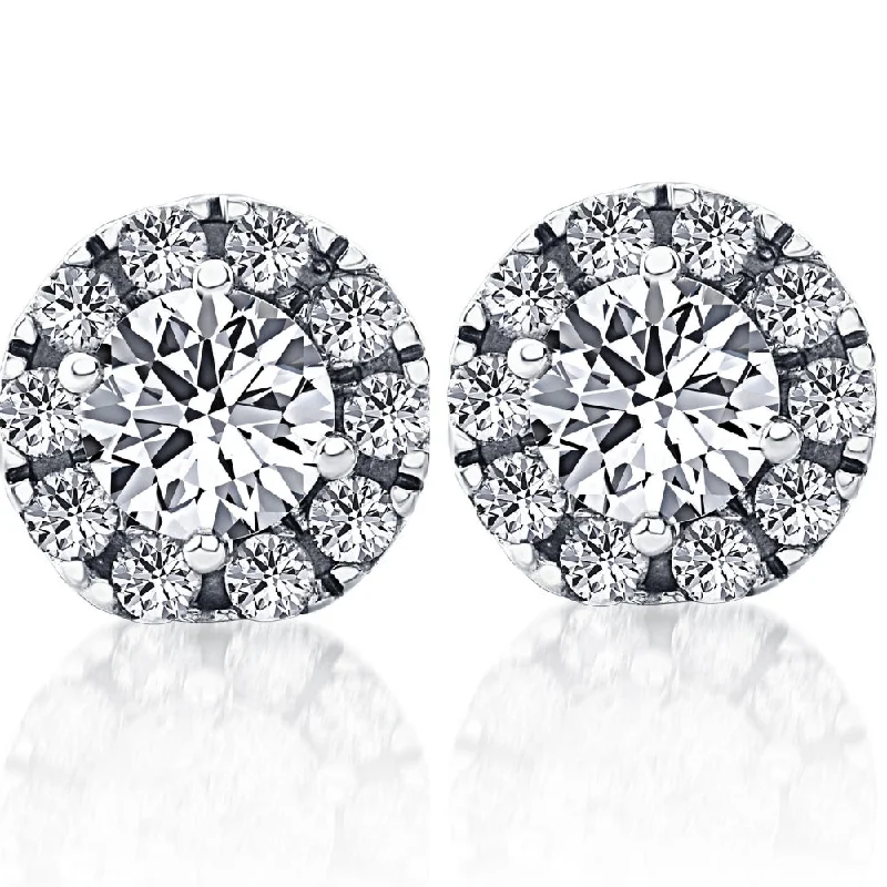 Must-Have Jewelry At Unbelievable Discounts 1 1/2ct Pave Halo Diamond Studs 14K White Gold Must-Have Jewelry At Unbelievable Discounts 1 1/2ct Pave Halo Diamond Studs 14K White Gold