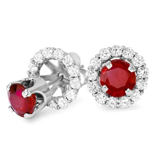 Don't Miss These Dazzling Jewelry Discounts 1 1/2ct Ruby Studs & Diamond Earring Jackets Solid 14K White Gold Don't Miss These Dazzling Jewelry Discounts 1 1/2ct Ruby Studs & Diamond Earring Jackets Solid 14K White Gold