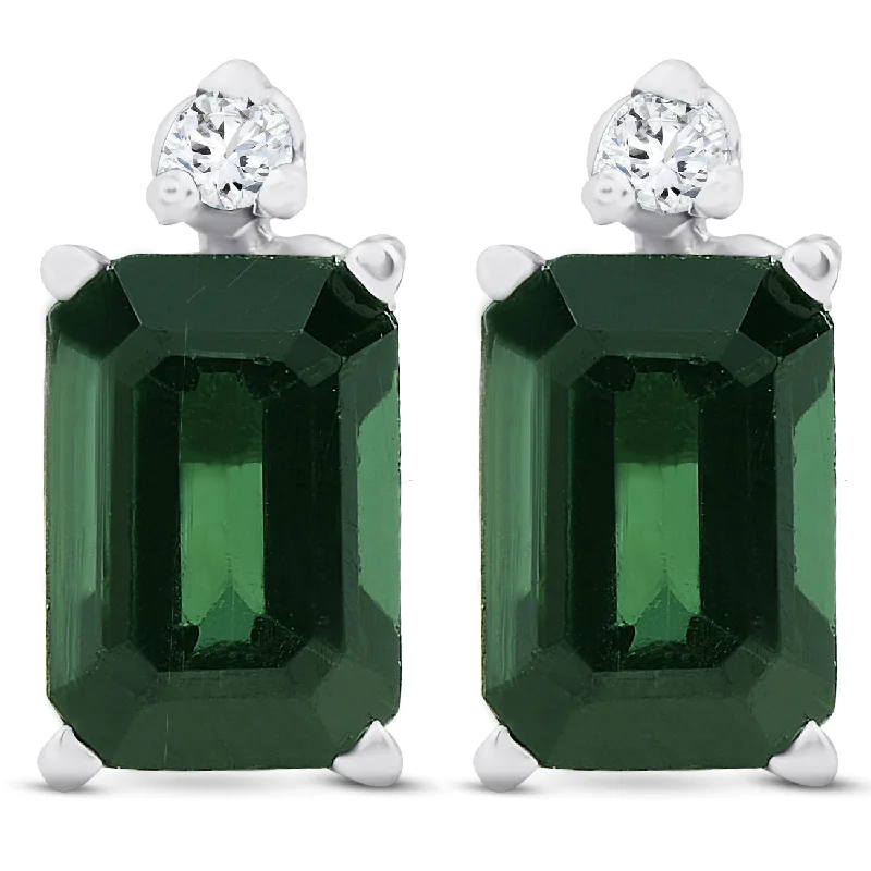 Fine Jewelry, Limited-Time Offers Available 1 1/3ct Green Tourmaline Diamond Studs 14K White Gold Fine Jewelry, Limited-Time Offers Available 1 1/3ct Green Tourmaline Diamond Studs 14K White Gold