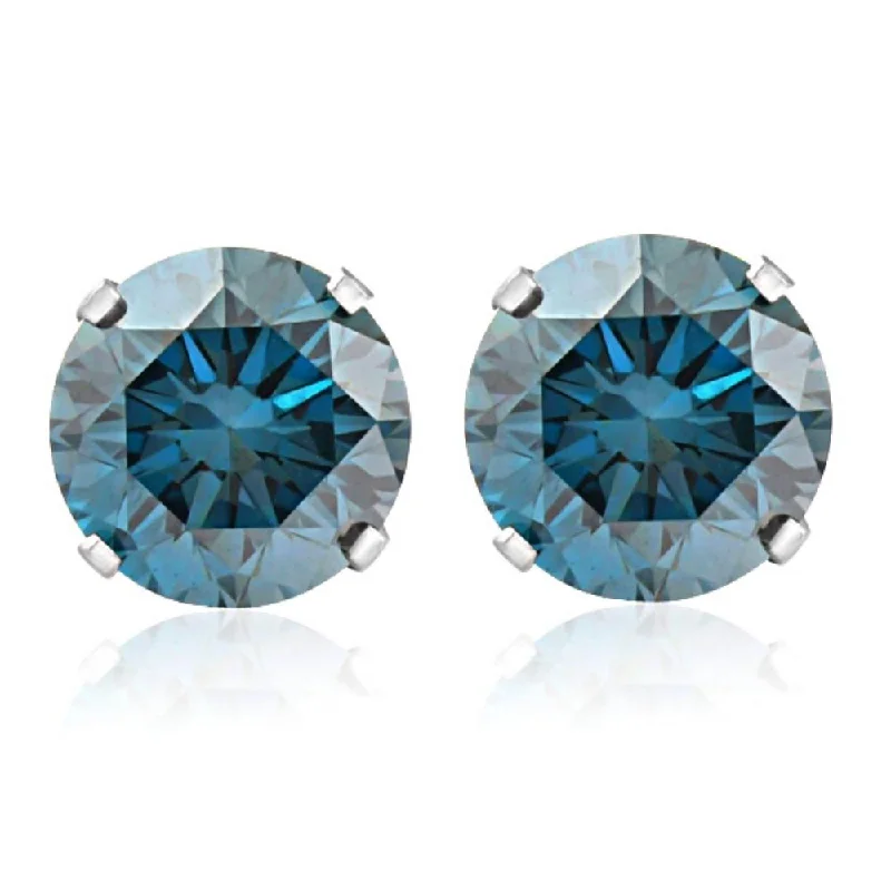 Luxury Jewelry Without The Luxury Price Tag 1 1/4 Ct T.W. Round Blue Diamond Studs in 14k White Gold Lab Grown Luxury Jewelry Without The Luxury Price Tag 1 1/4 Ct T.W. Round Blue Diamond Studs in 14k White Gold Lab Grown