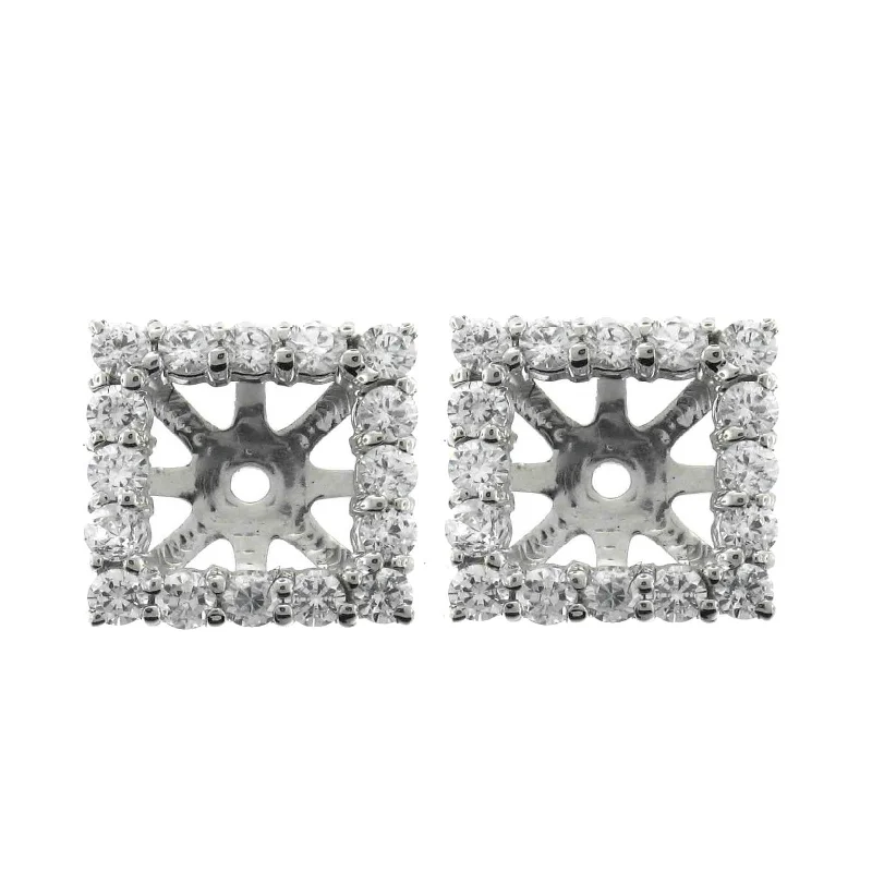 Premium Jewelry Now Available At Special Discounts 1 1/4ct Princess Cut Diamond Halo Earring Jackets 14K White Gold (up to 6mm) Premium Jewelry Now Available At Special Discounts 1 1/4ct Princess Cut Diamond Halo Earring Jackets 14K White Gold (up to 6mm)