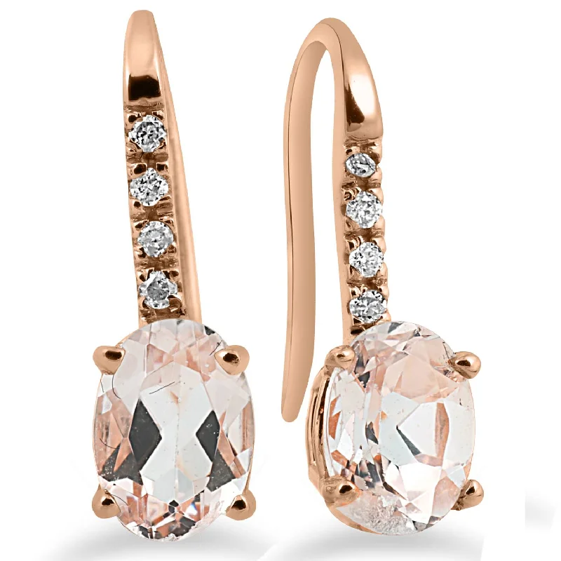 Timeless Jewelry Styles At Wallet-Friendly Prices 1 1/5Ct Morganite & Diamond Drop Earrings 14K Rose Gold 3/4" Tall Timeless Jewelry Styles At Wallet-Friendly Prices 1 1/5Ct Morganite & Diamond Drop Earrings 14K Rose Gold 3/4" Tall