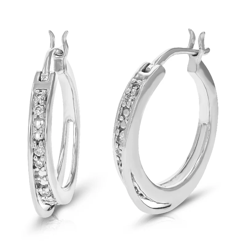 Clearance Sale On High-End Jewelry Collections 1/10 cttw 12 Stones Round Lab Grown Diamond Hoop Earrings .925 Sterling Silver Prong Set 2/3 Inch Clearance Sale On High-End Jewelry Collections 1/10 cttw 12 Stones Round Lab Grown Diamond Hoop Earrings .925 Sterling Silver Prong Set 2/3 Inch
