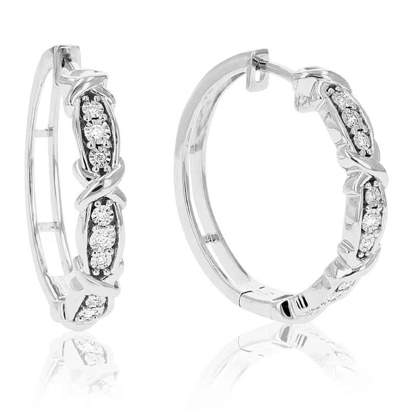 Elegant Jewelry, Exclusive Prices – Shop Now 1/10 cttw Round Lab Grown Diamond .925 Sterling Silver Hoop Earrings Prong Set 1 Inch Elegant Jewelry, Exclusive Prices – Shop Now 1/10 cttw Round Lab Grown Diamond .925 Sterling Silver Hoop Earrings Prong Set 1 Inch