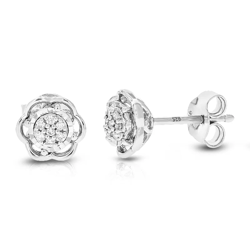 Premium Jewelry Now Available At Special Discounts 1/12 cttw 14 Stones Round Lab Grown Diamond Studs Earrings .925 Sterling Silver Prong Set Flower Shape Premium Jewelry Now Available At Special Discounts 1/12 cttw 14 Stones Round Lab Grown Diamond Studs Earrings .925 Sterling Silver Prong Set Flower Shape