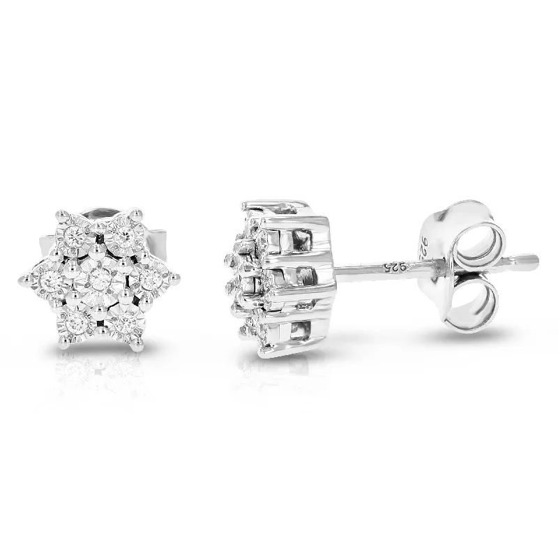 Grab Your Favorite Jewelry At The Lowest Prices 1/12 cttw 14 Stones Round Lab Grown Diamond Studs Earrings .925 Sterling Silver Prong Set Star Shape Grab Your Favorite Jewelry At The Lowest Prices 1/12 cttw 14 Stones Round Lab Grown Diamond Studs Earrings .925 Sterling Silver Prong Set Star Shape