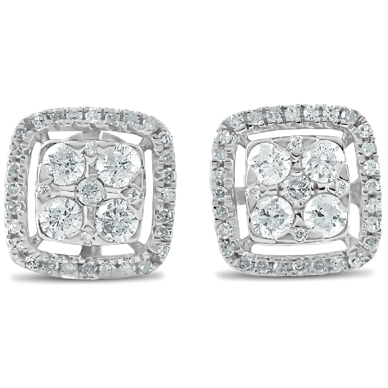 Limited-Time Offer On Elegant Jewelry Pieces 1/2 CT Diamond Cushion Halo Studs Womens Earrings 10k White Gold Limited-Time Offer On Elegant Jewelry Pieces 1/2 CT Diamond Cushion Halo Studs Womens Earrings 10k White Gold