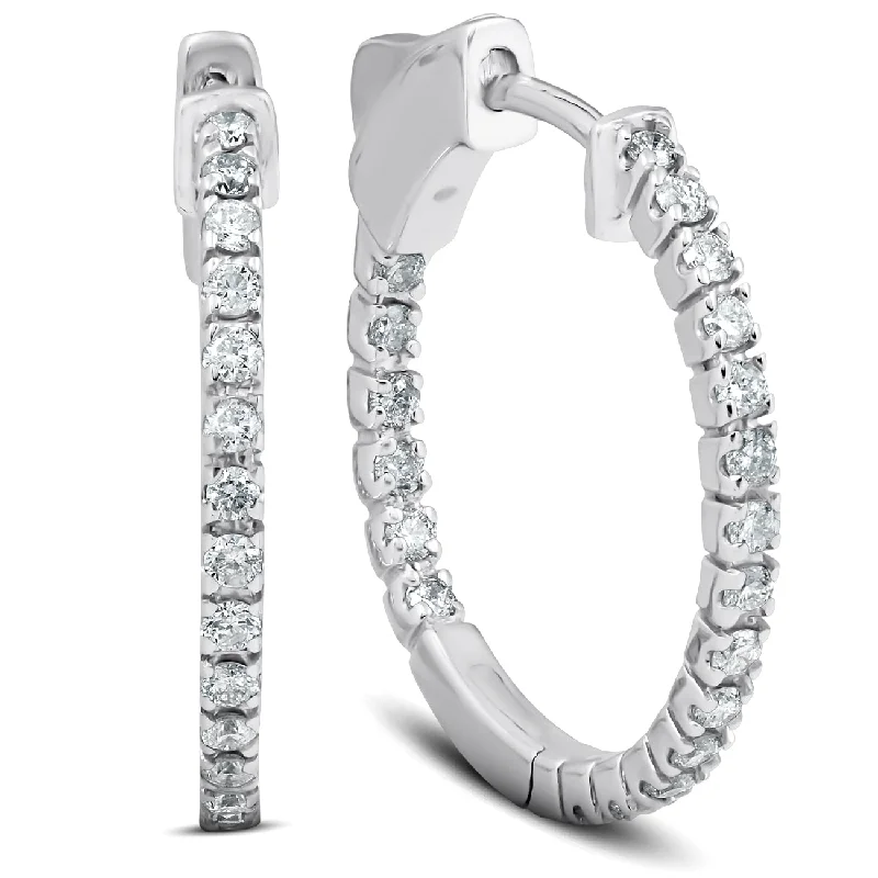 Shine In Style – Shop Jewelry Discounts Today 1/2 Ct Diamond Inside Outside Hoops 14k White Gold Vault Lock 1" Tall Shine In Style – Shop Jewelry Discounts Today 1/2 Ct Diamond Inside Outside Hoops 14k White Gold Vault Lock 1" Tall