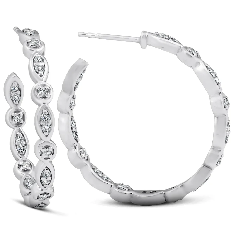 Luxury Meets Affordability – Jewelry Sale Live Now 1/2 Ct Genuine Diamond Inside Outside 1" Hoops White Gold Luxury Meets Affordability – Jewelry Sale Live Now 1/2 Ct Genuine Diamond Inside Outside 1" Hoops White Gold