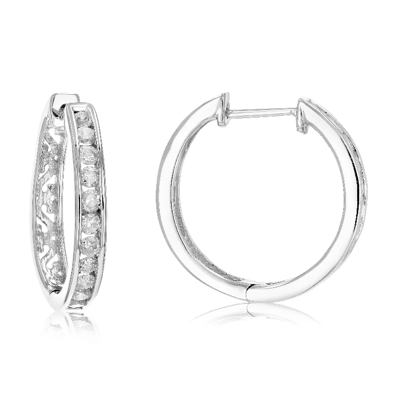 Best Jewelry Sale Prices – Limited-Time Offer 1/2 cttw 22 Stones Diamond Hoop Earrings .925 Sterling Silver Dangle 2/3 Inch Best Jewelry Sale Prices – Limited-Time Offer 1/2 cttw 22 Stones Diamond Hoop Earrings .925 Sterling Silver Dangle 2/3 Inch