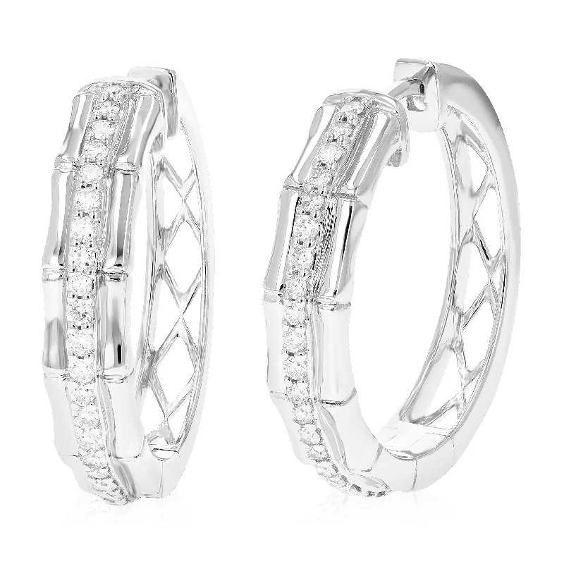 Shop Fine Jewelry With Amazing Deals 1/2 cttw Round Lab Grown Diamond Hoop Earrings .925 Sterling Silver Prong Set 1 Inch Shop Fine Jewelry With Amazing Deals 1/2 cttw Round Lab Grown Diamond Hoop Earrings .925 Sterling Silver Prong Set 1 Inch