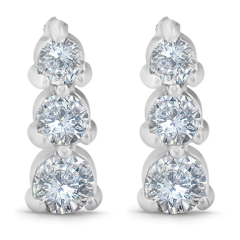 Buy More, Save More On Stunning Jewelry Designs 1/2ct 3 Stone Round Graduated Diamond Earrings 14K White Gold Buy More, Save More On Stunning Jewelry Designs 1/2ct 3 Stone Round Graduated Diamond Earrings 14K White Gold