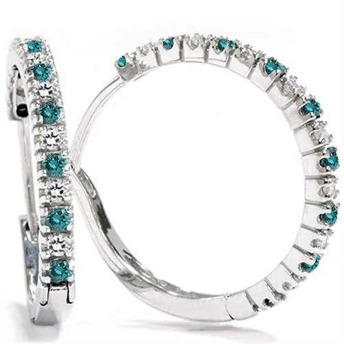 Everyday Jewelry Essentials Now On Sale 1/2ct Blue & White Diamond Hoops 10K White Gold Everyday Jewelry Essentials Now On Sale 1/2ct Blue & White Diamond Hoops 10K White Gold
