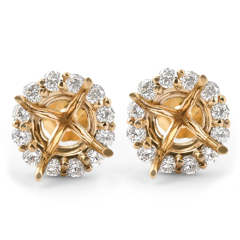 Your Perfect Accessory Now At The Best Price 1/2ct Diamond Halo Studs Mounts 14k Yellow Gold Fits 6MM Round Stones Mounting Your Perfect Accessory Now At The Best Price 1/2ct Diamond Halo Studs Mounts 14k Yellow Gold Fits 6MM Round Stones Mounting