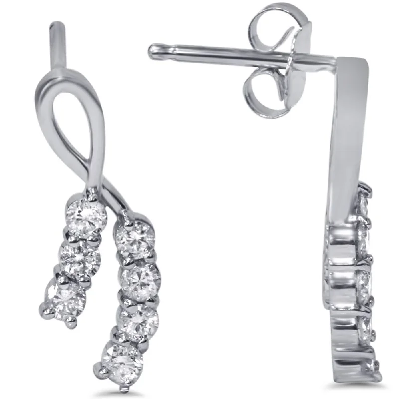 Shop Signature Jewelry Styles At Exclusive Prices 1/2ct Diamond Ribbon Journey Earrings 14K White Gold Studs Shop Signature Jewelry Styles At Exclusive Prices 1/2ct Diamond Ribbon Journey Earrings 14K White Gold Studs