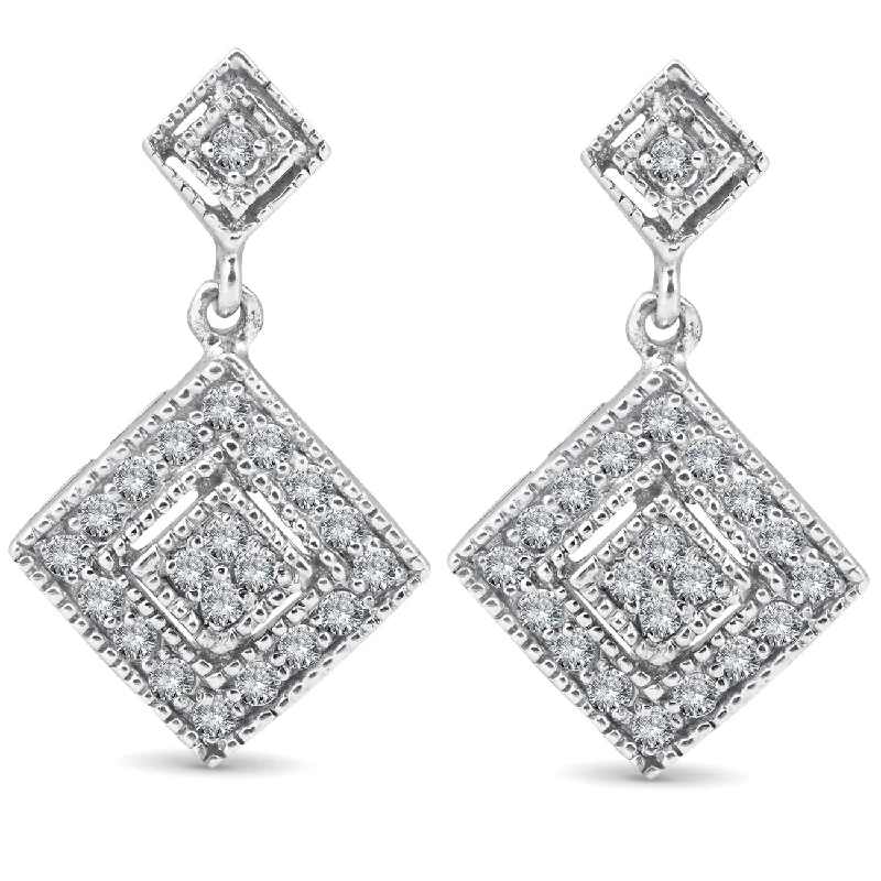 Exclusive Jewelry Sale – Sparkle For Less 1/2ct Princess Cut Shape Dangle Diamond Earrings 10K White Gold Exclusive Jewelry Sale – Sparkle For Less 1/2ct Princess Cut Shape Dangle Diamond Earrings 10K White Gold
