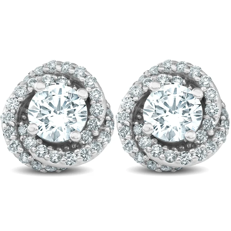 Special Sale On Handcrafted Jewelry – Shop Today 1 3/4 Ct Halo Diamond Studs Sprial 10.9mm Womens Earrings 14k White Gold Special Sale On Handcrafted Jewelry – Shop Today 1 3/4 Ct Halo Diamond Studs Sprial 10.9mm Womens Earrings 14k White Gold