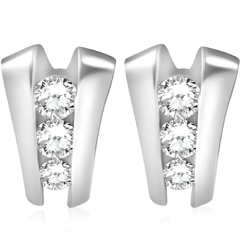 Grab Your Favorite Jewelry At The Lowest Prices 1 3/8 CT 3 Stone Diamond Earrings Studs 14K White Gold Grab Your Favorite Jewelry At The Lowest Prices 1 3/8 CT 3 Stone Diamond Earrings Studs 14K White Gold