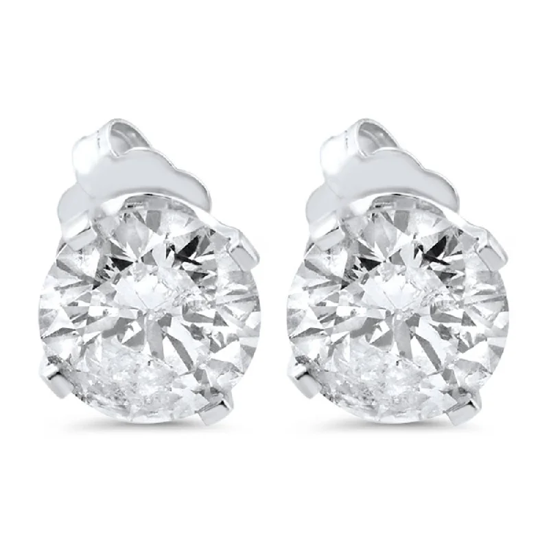 Elegant Rose Gold Jewelry For A Stylish Touch 1 3/8ct Diamond Studs 14K White Gold