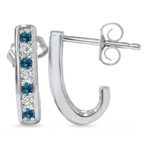 Seasonal Jewelry Clearance – Best Styles At The Lowest Prices 1/3ct Blue & White Diamond Hoops 14K White Gold Seasonal Jewelry Clearance – Best Styles At The Lowest Prices 1/3ct Blue & White Diamond Hoops 14K White Gold