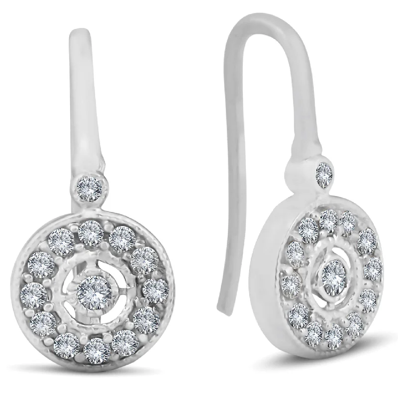 Chic And Stylish Jewelry At Exclusive Prices 1/3ct Pave Diamond Vintage Halo Earrings 10K White Gold 1/2" Tall Chic And Stylish Jewelry At Exclusive Prices 1/3ct Pave Diamond Vintage Halo Earrings 10K White Gold 1/2" Tall