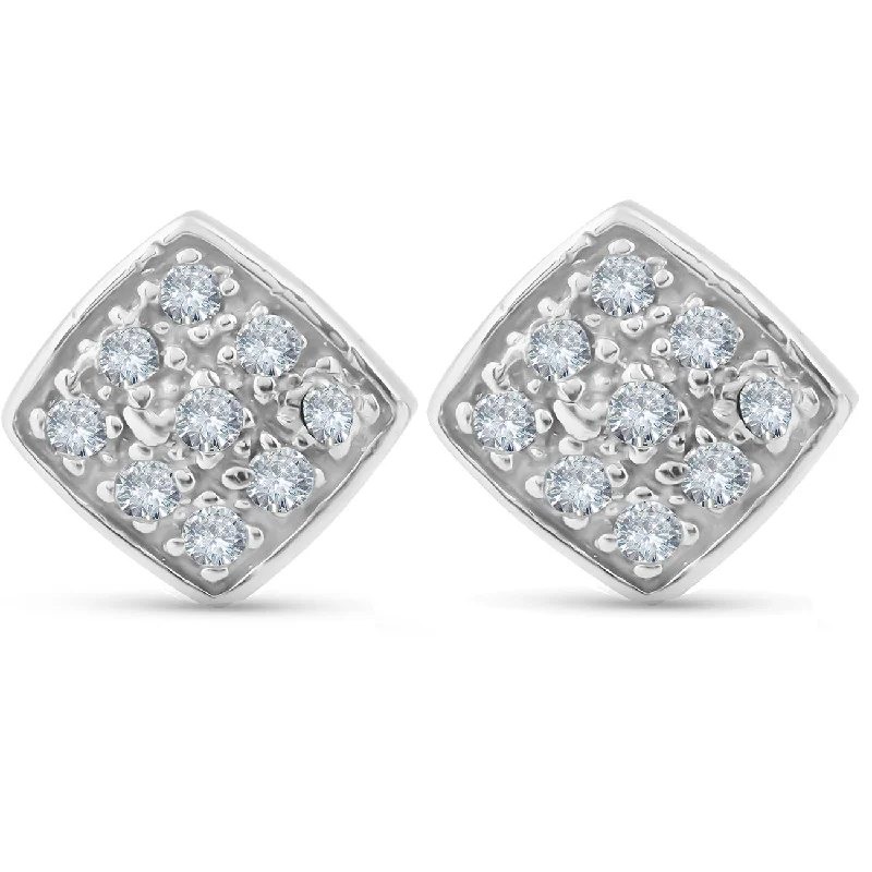 Handmade Pearl Jewelry For Timeless Elegance 1/3ct Pave Stud Cushion Halo Diamond Cushion Shape Earrings 10K White Gold Handmade Pearl Jewelry For Timeless Elegance 1/3ct Pave Stud Cushion Halo Diamond Cushion Shape Earrings 10K White Gold